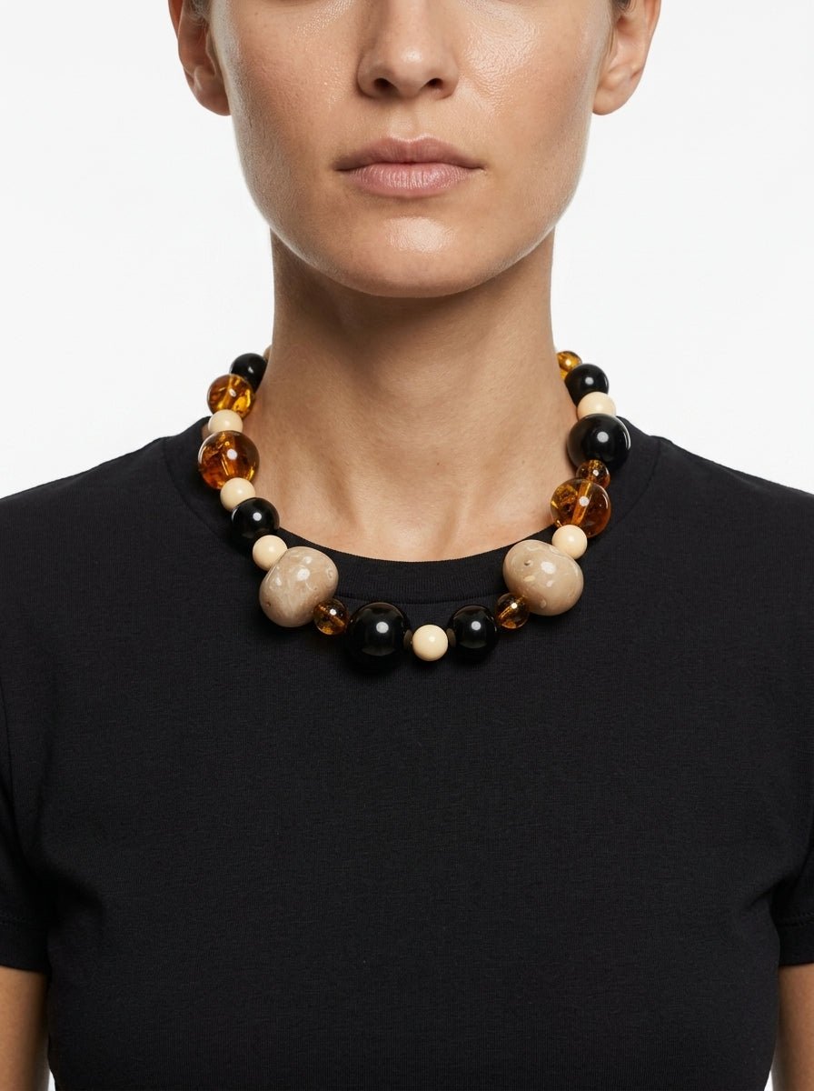 Collar Fabrizio Marcantelli Bolas Miel y Negro