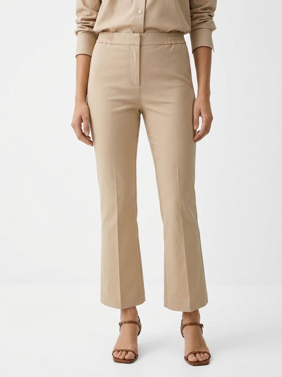 Pantalon évasé léger en popeline Conti