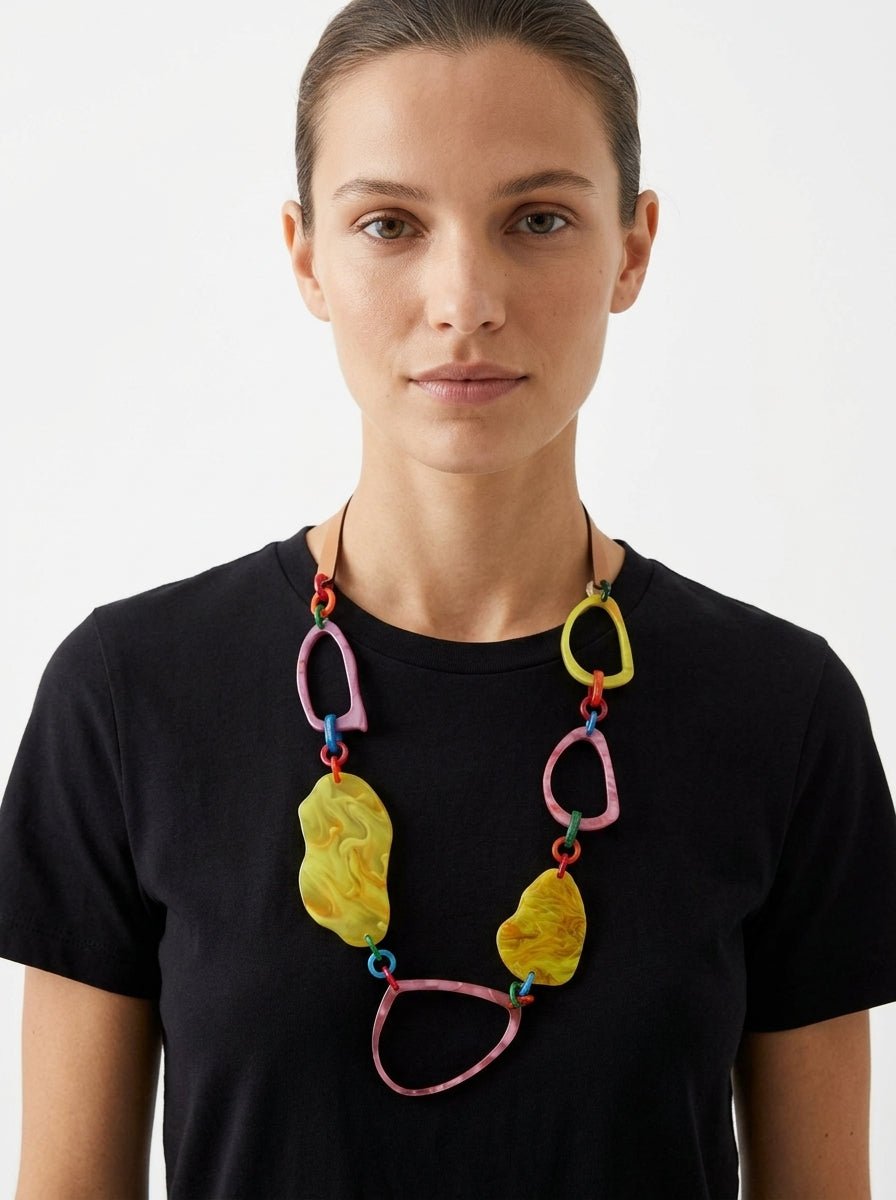 Collar Il Baco Da Seta Cuentas Amarillo