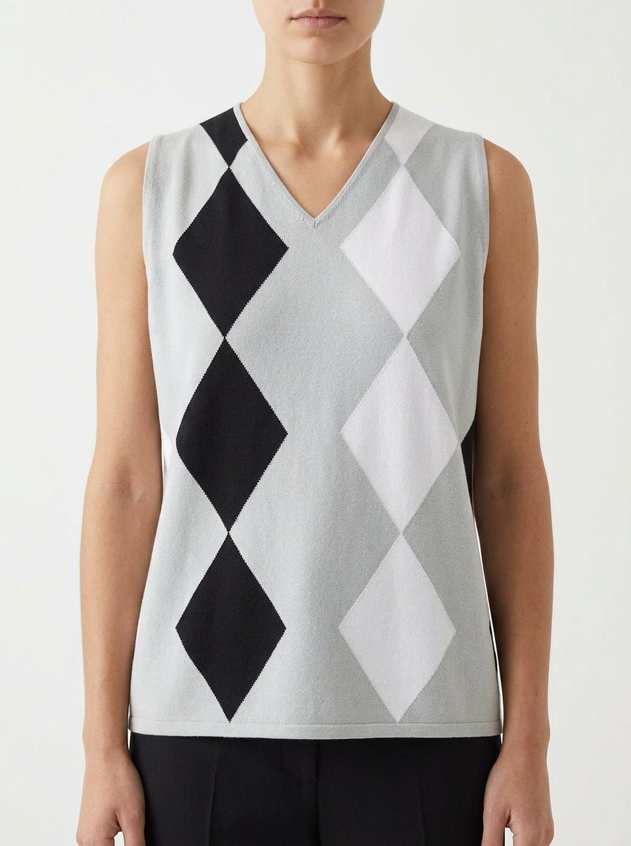 Lightweight Conti Sleeveless Rhombus Sweater