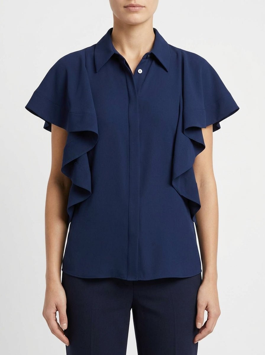Conti Lightweight Short Sleeve Ruffle Shirt