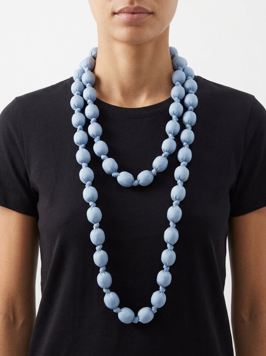 Collana il Baco Da Seta Maxi Blue Silk Ball