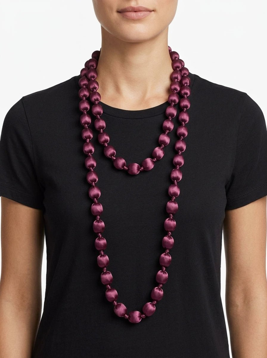 Collier il Baco Da Seta Boules de soie maxi magenta