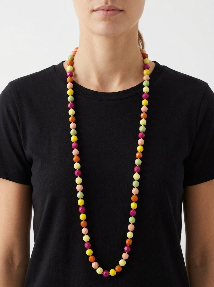 Collana Il Baco Da Seta Palle di lucentezza multicolore lunghe