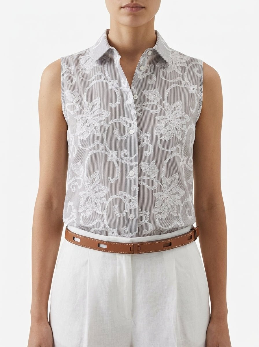 Top Whyci Milano Embroidered Shirt Collar