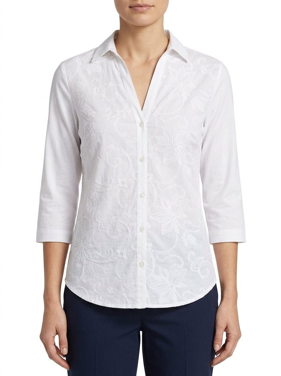 Whyci Milano Embroidered French Sleeve Shirt