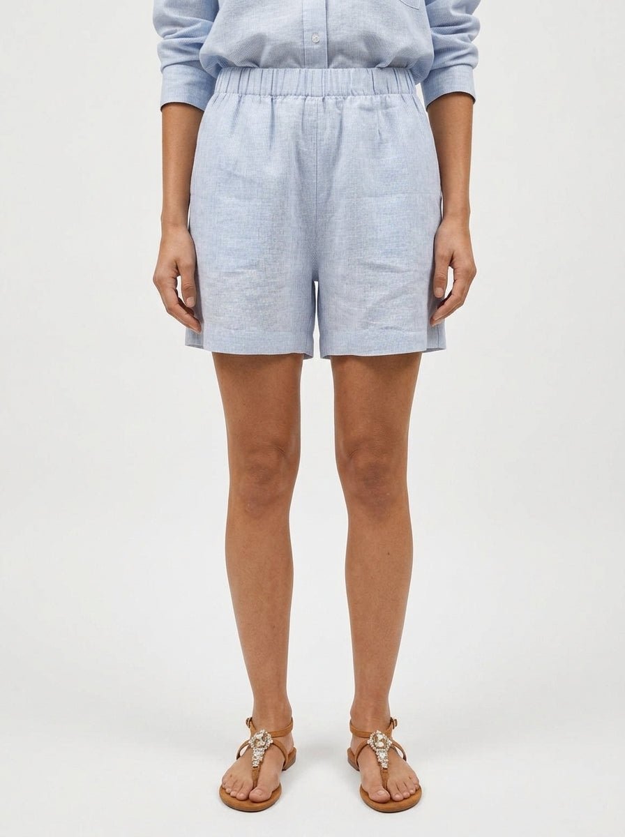 Whyci Milano Pantaloncini in Lino a Righe