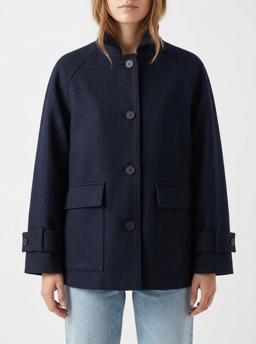 Trench Harris Wharf London con fodera scozzese Blu notte