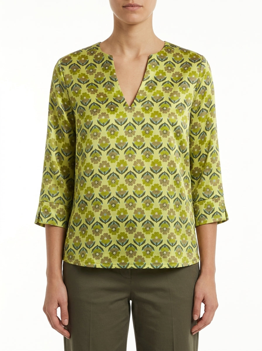 Monika Varga Blouse Green Daisies