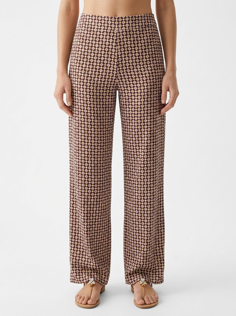 Pantalon Monika Varga Cercles Losanges Marron