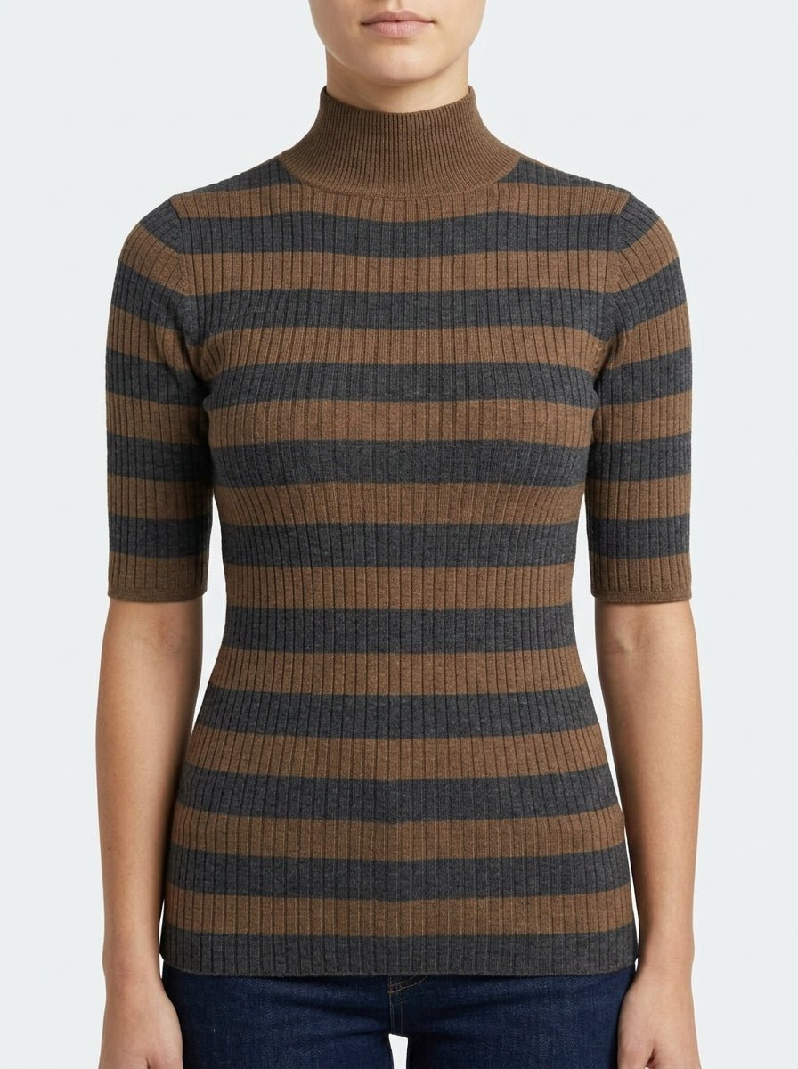 Majesctic Filatures Short Sleeve Striped Sweater