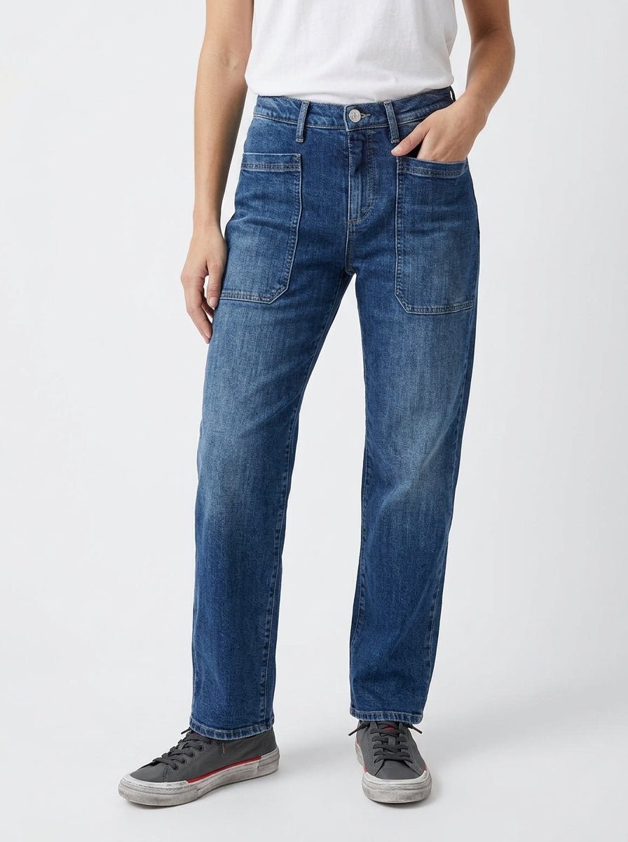 Jeans Cigala's Crop Fatigue Moyenne Bleu