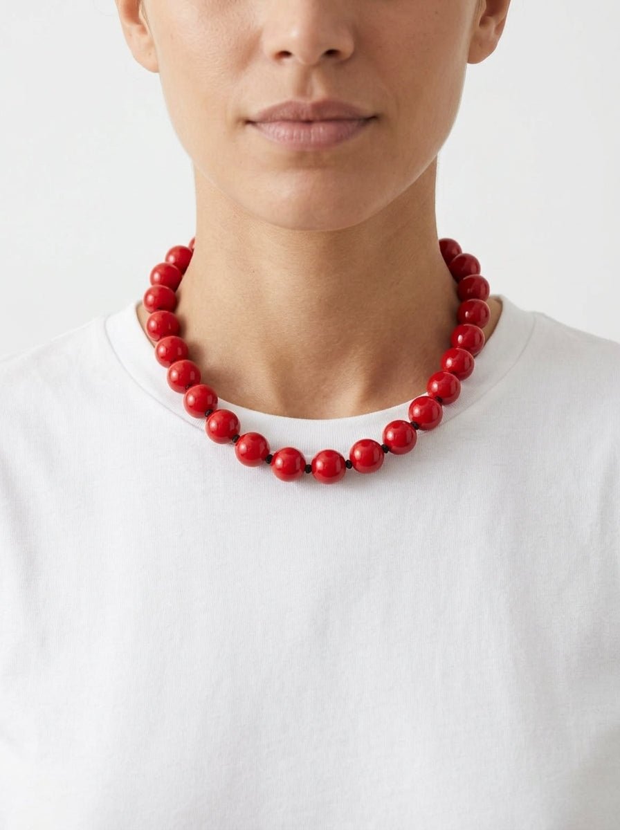Collar Fabrizio Marcantelli Bolitas  Corto Rojo