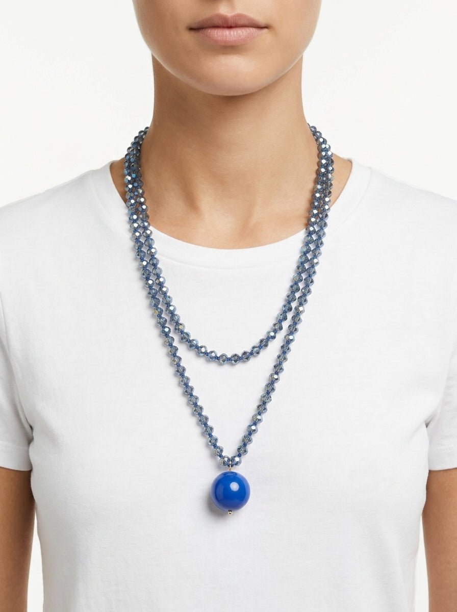 Collana Fabrizio Marcantelli con perline e palline blu grandi