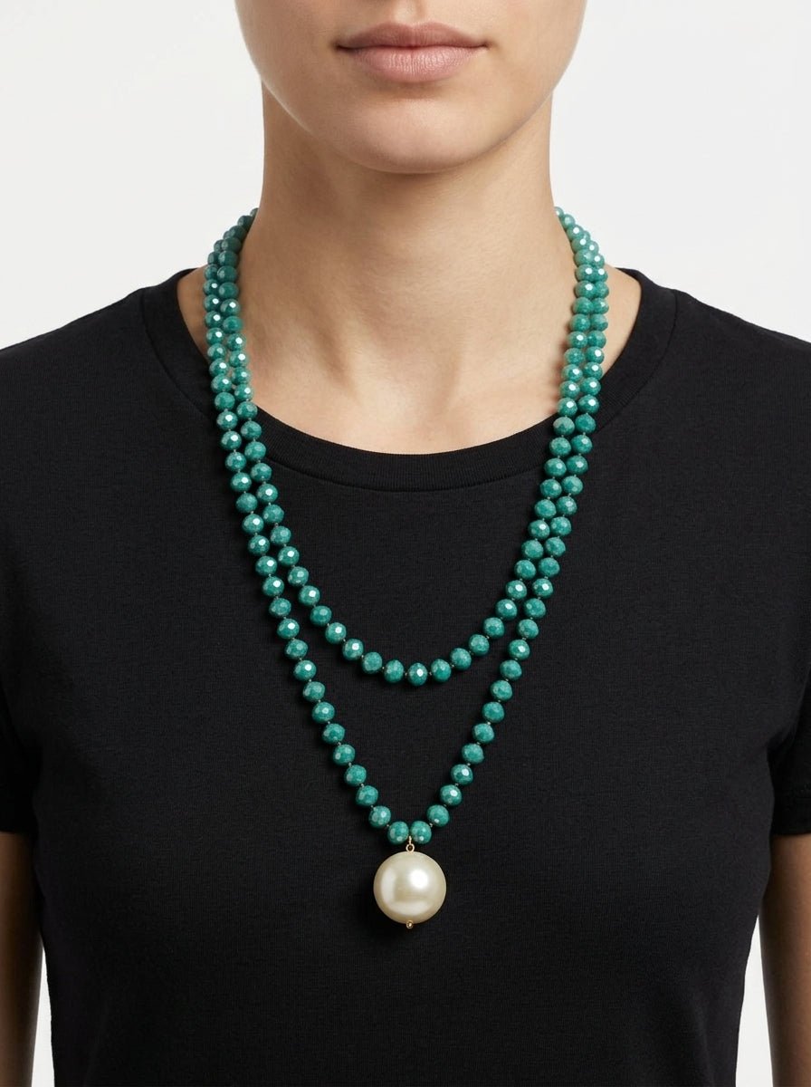 Collier de perles bleu clair Fabrizio Marcantelli perles et grosse boule