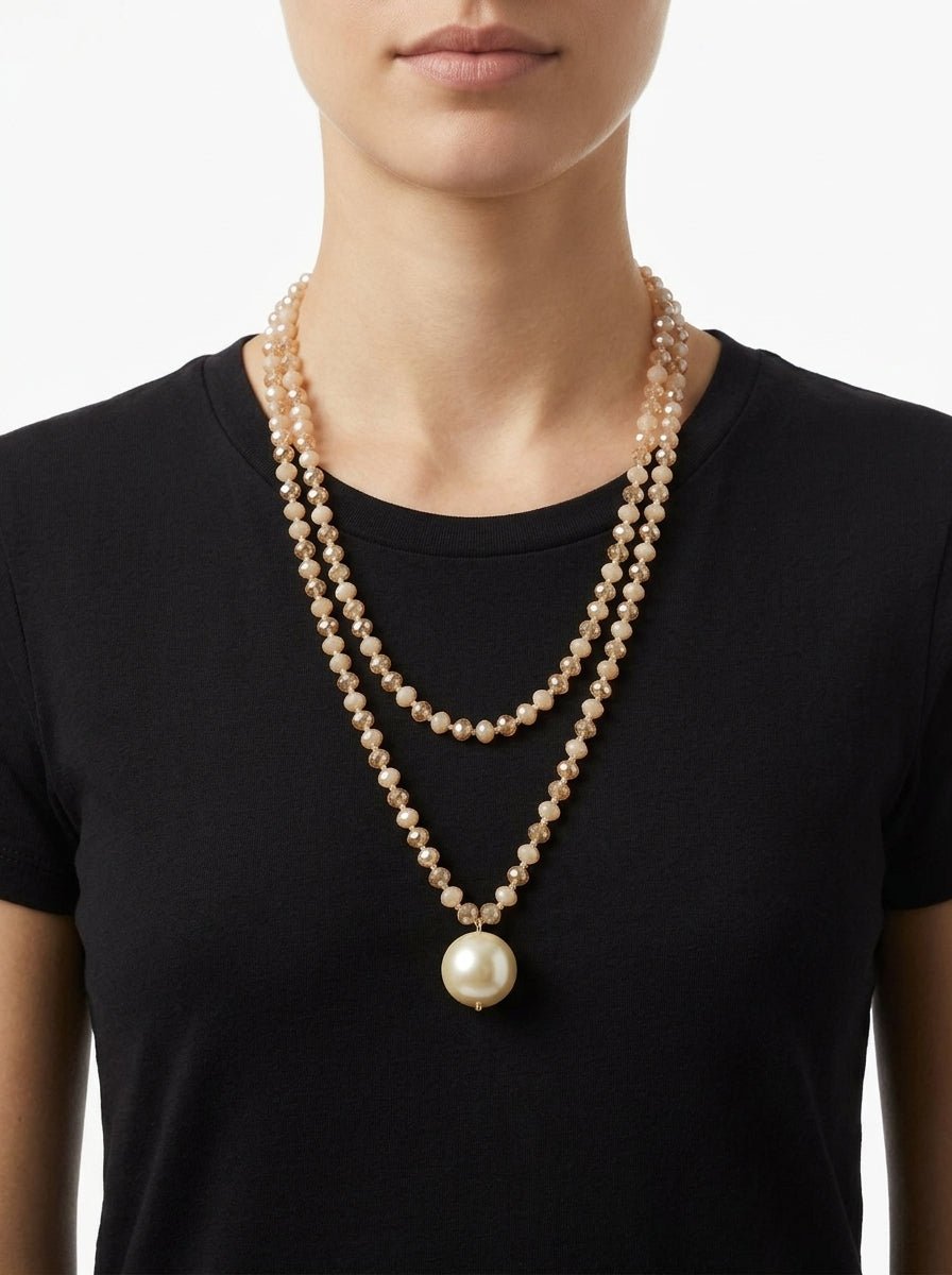 Fabrizio Marcantelli Collier Perles et Grande Boule Perle Beige