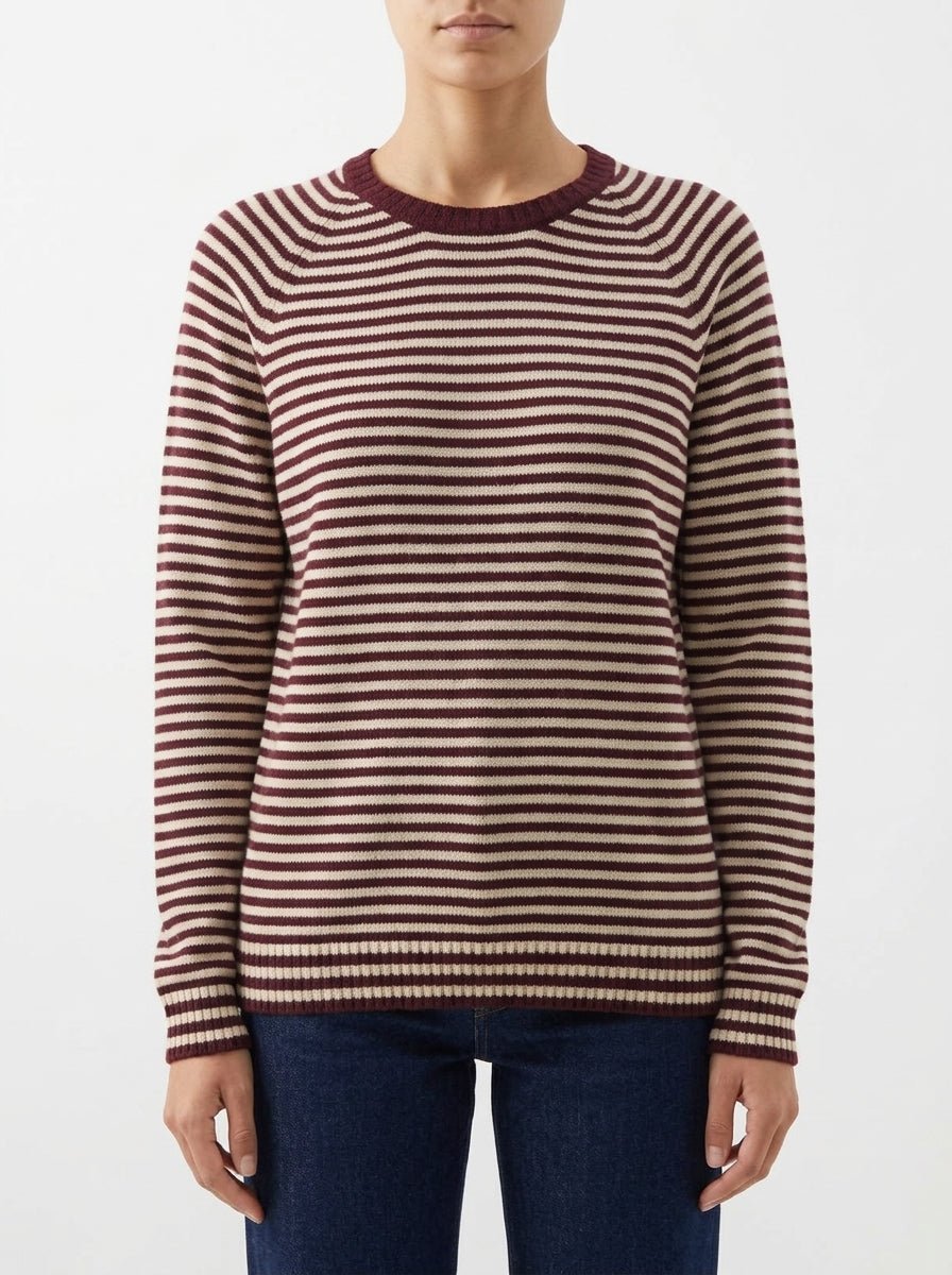 Pull Milano Base à rayures bordeaux