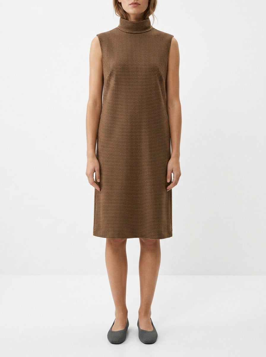 Niu C.Halter Pied de Poule Dress Camel