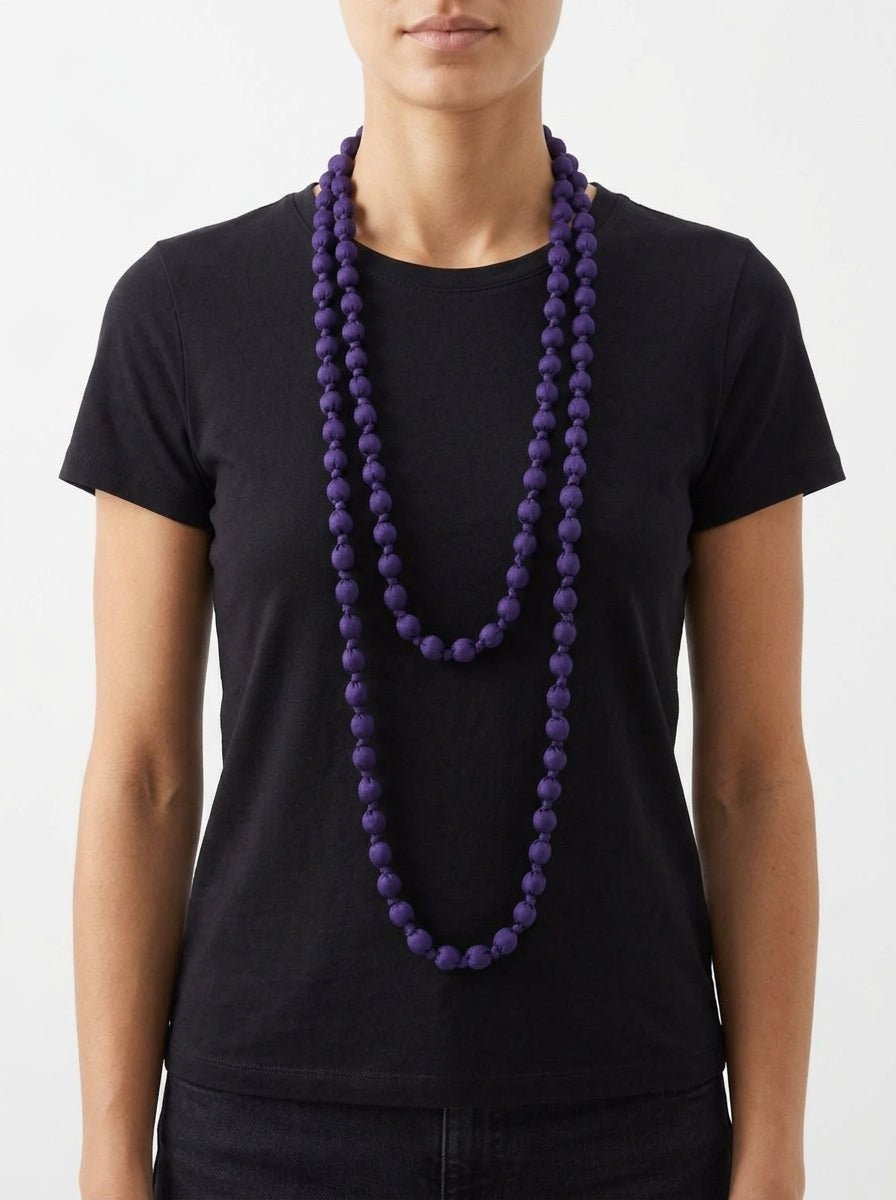 Collana  Il Baco Da Seta Palloni di seta viola 16.3