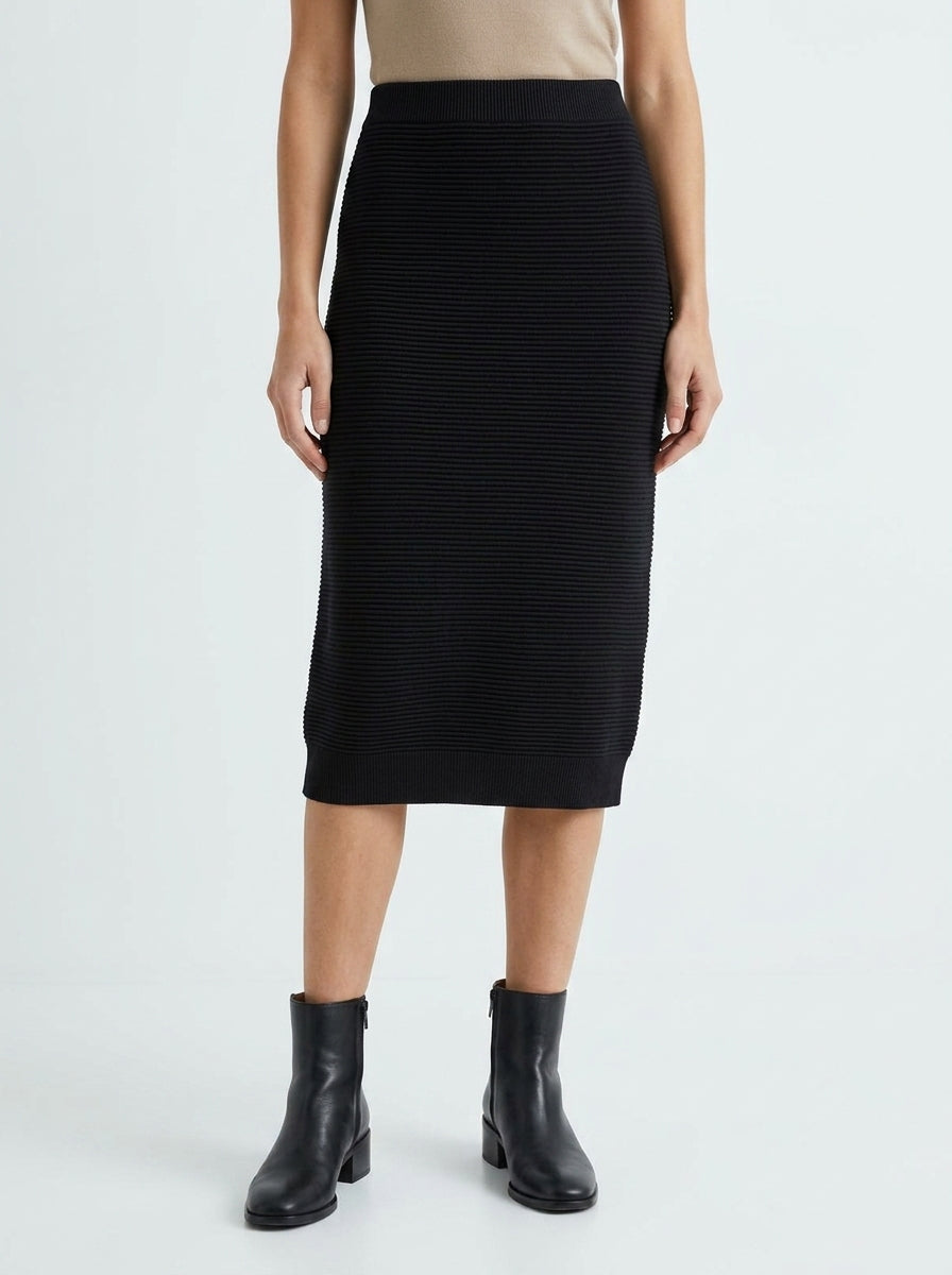 Falda Paisie Midi Canalé Negro