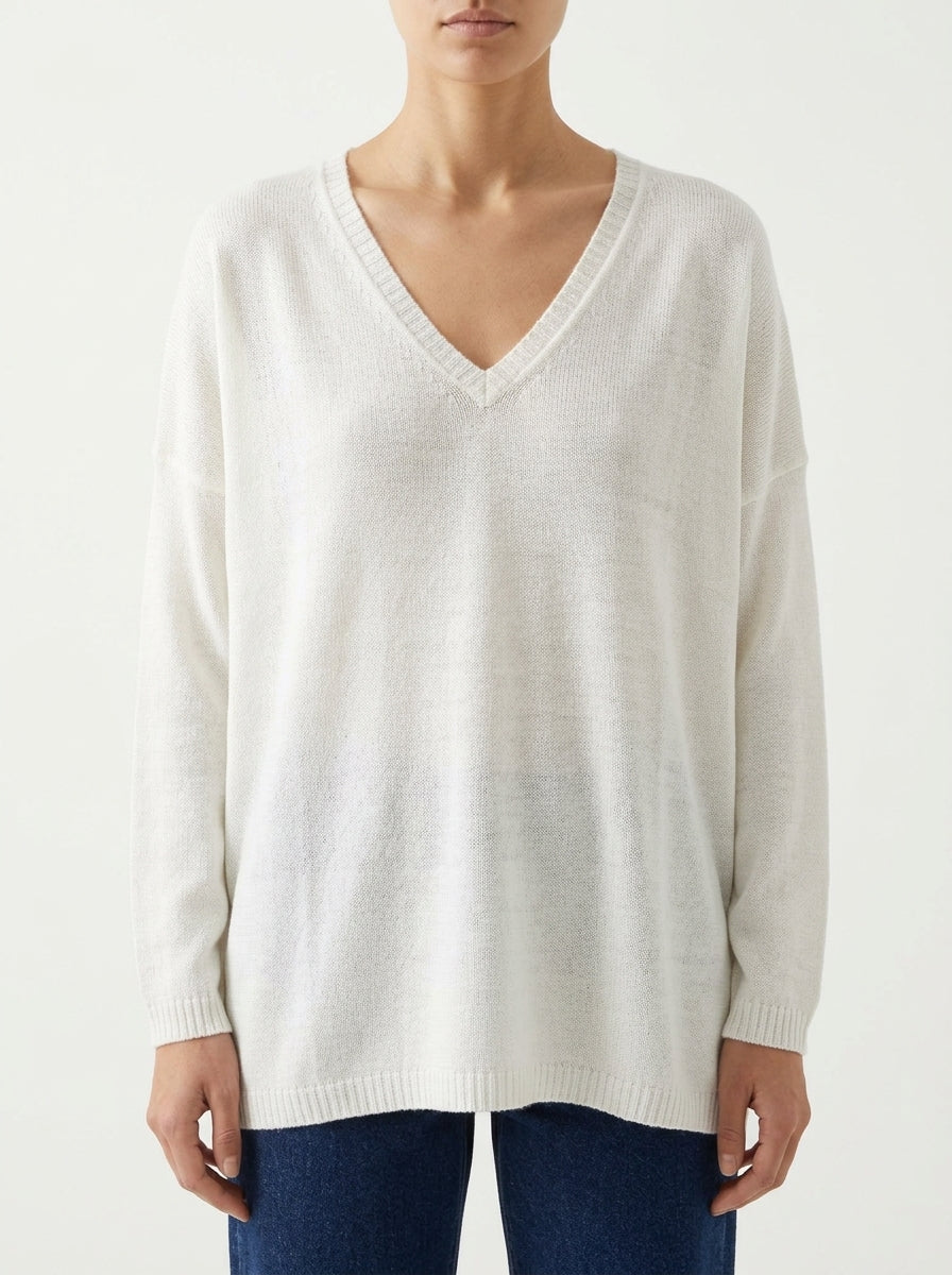 Jersey Base Milano Cuello Pico Blanco