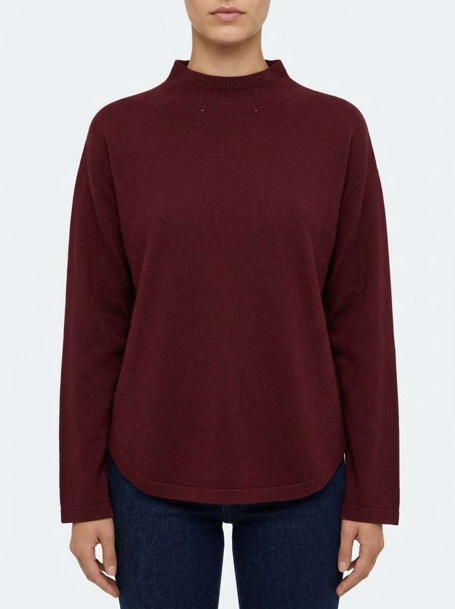 Jersey Scaglione High Neck Round Burdeos