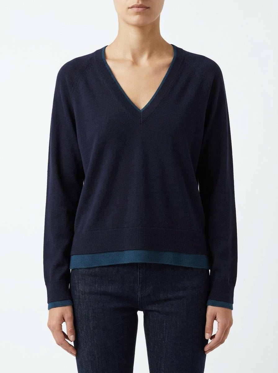 Jersey Scaglione Boat Beck Contrast Rib Marino