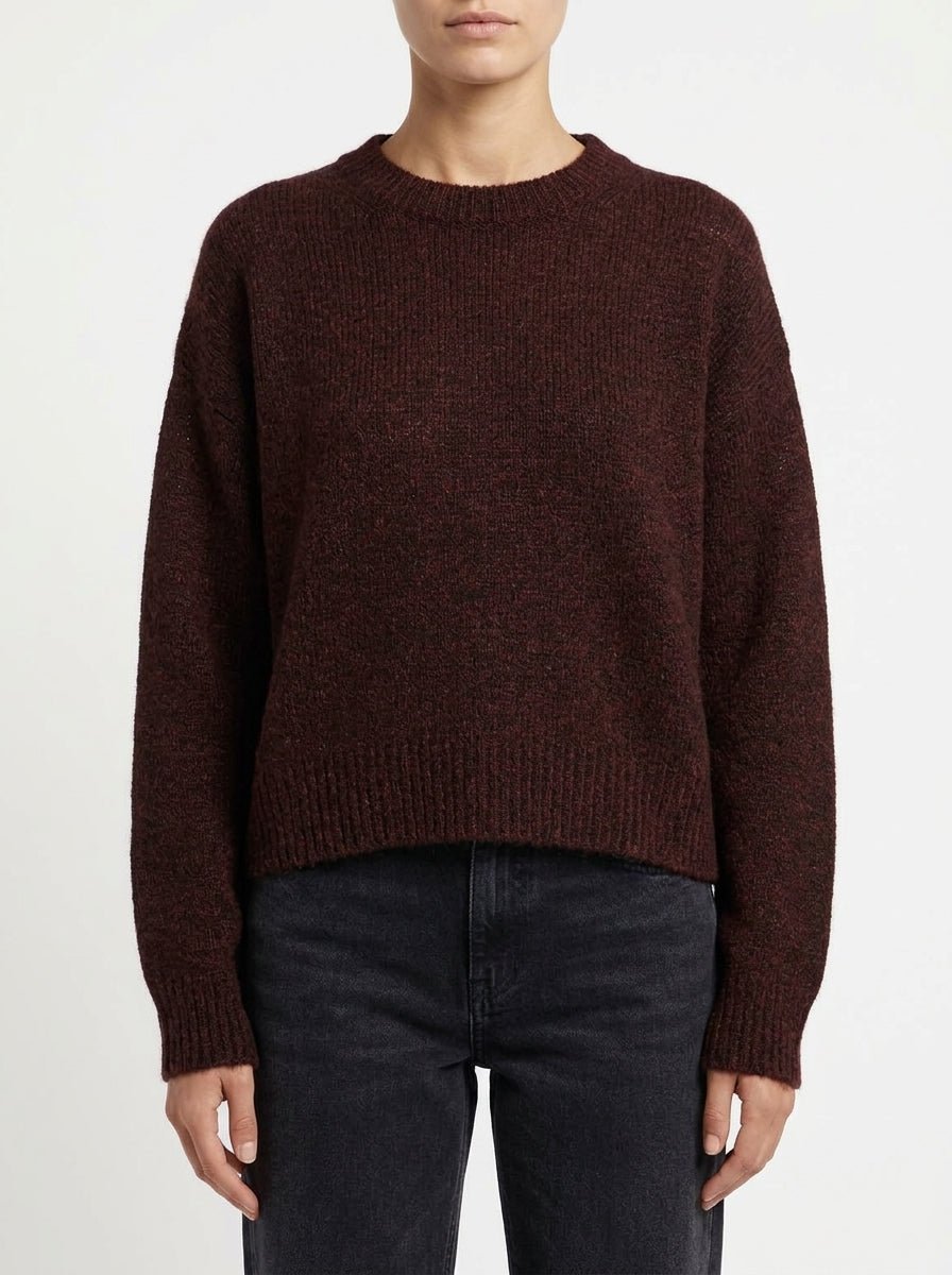 Jersey Scaglione Round Neck Boxy Alpaca Marron