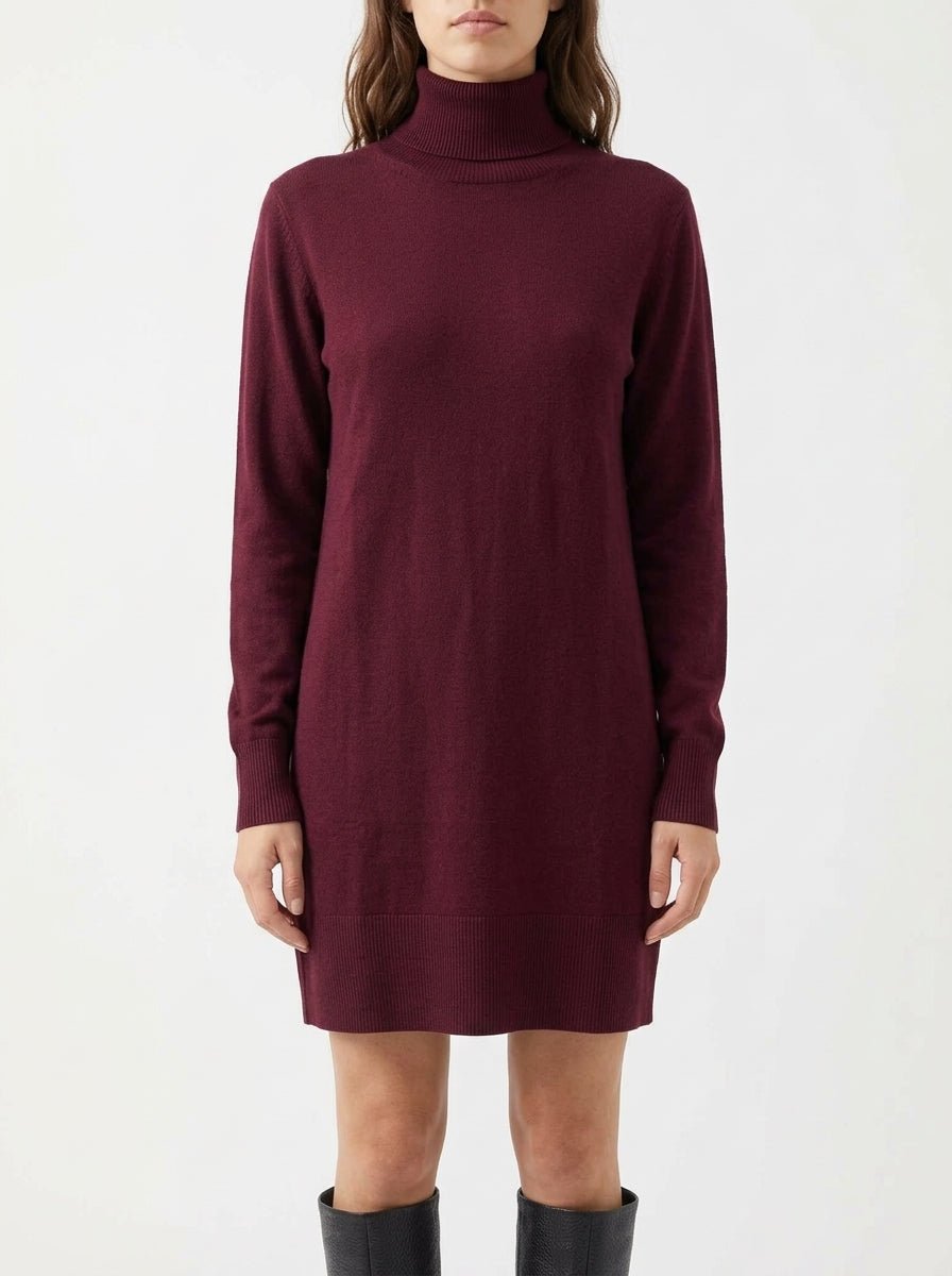 Vestido Solo Tre Cuello Alto Vino