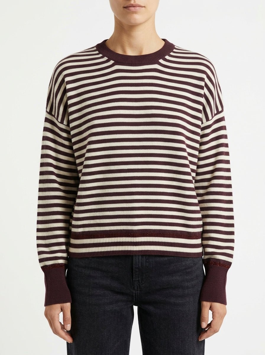 Jersey B-YU Rayas Lurex Marrón Chocolate
