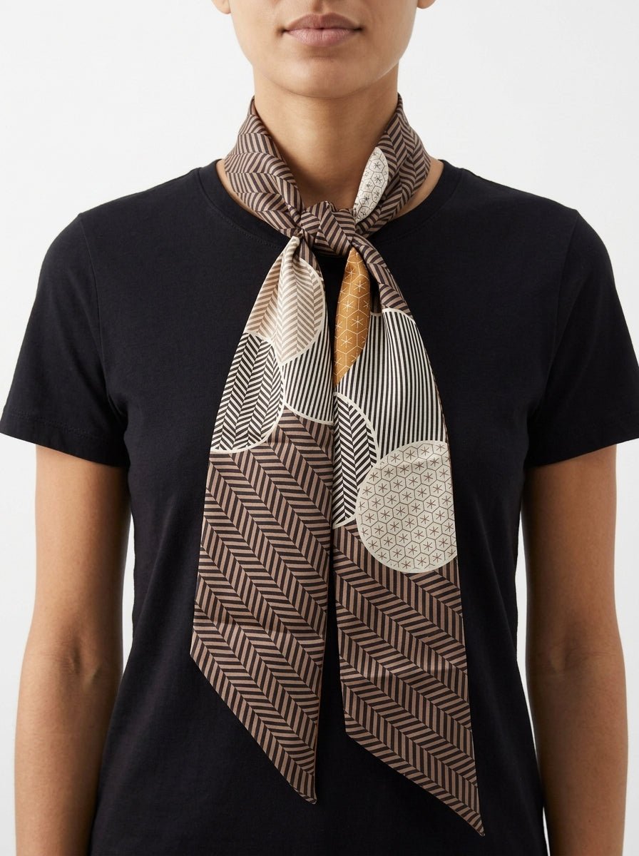 Twilly Il Baco Da Seta Estampado Lineas Camel