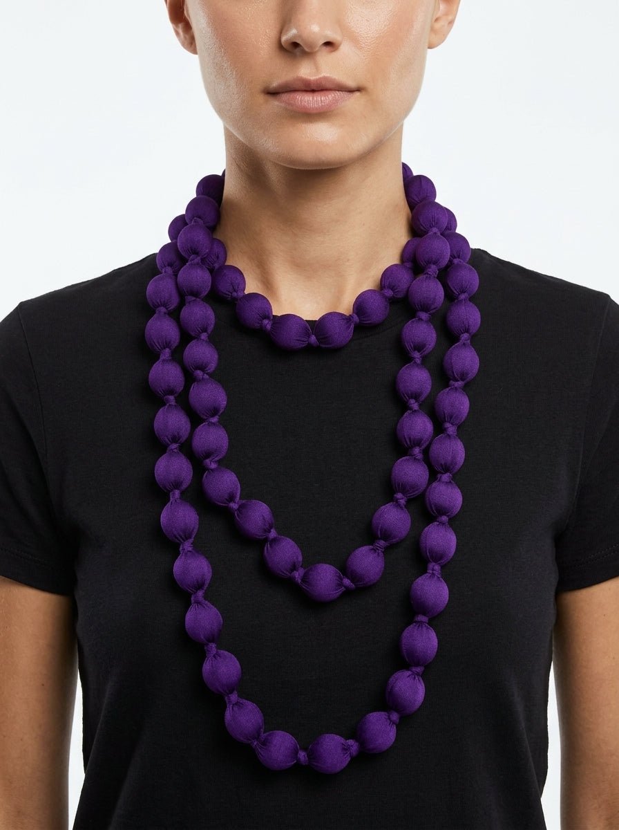 Collana il Baco Da Seta Palline di seta maxi viola