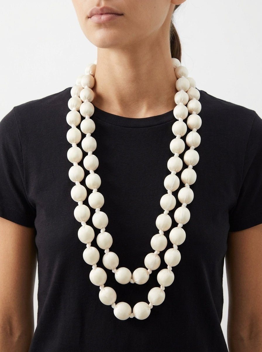 Collana il Baco Da Seta Maxi Balls White Silk