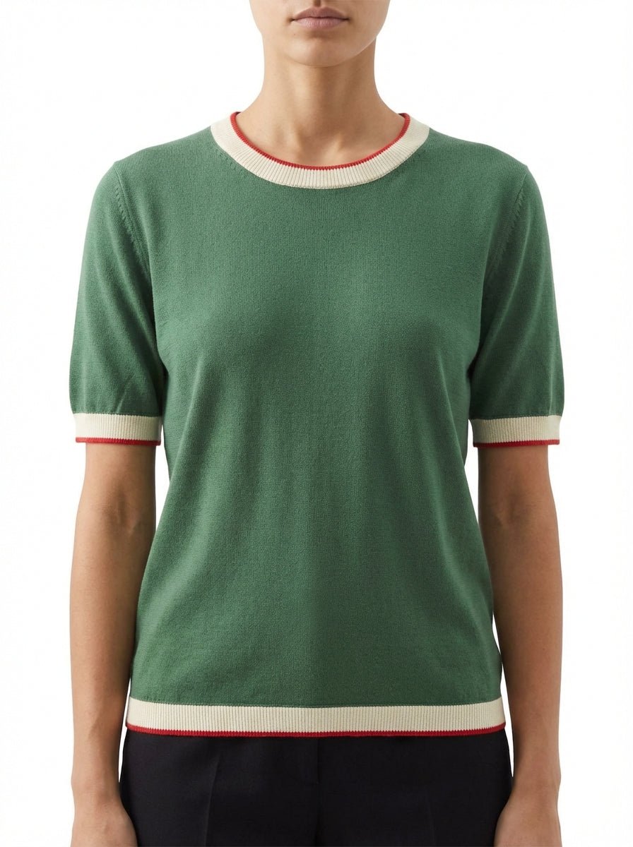 In Bed With You Maglione Bicolore Verde Finiture