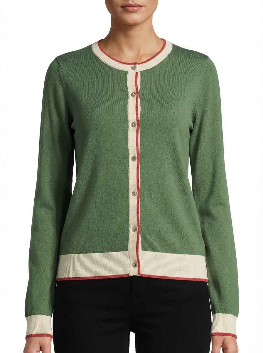 Cardigan a letto con te Finiture verdi bicolori