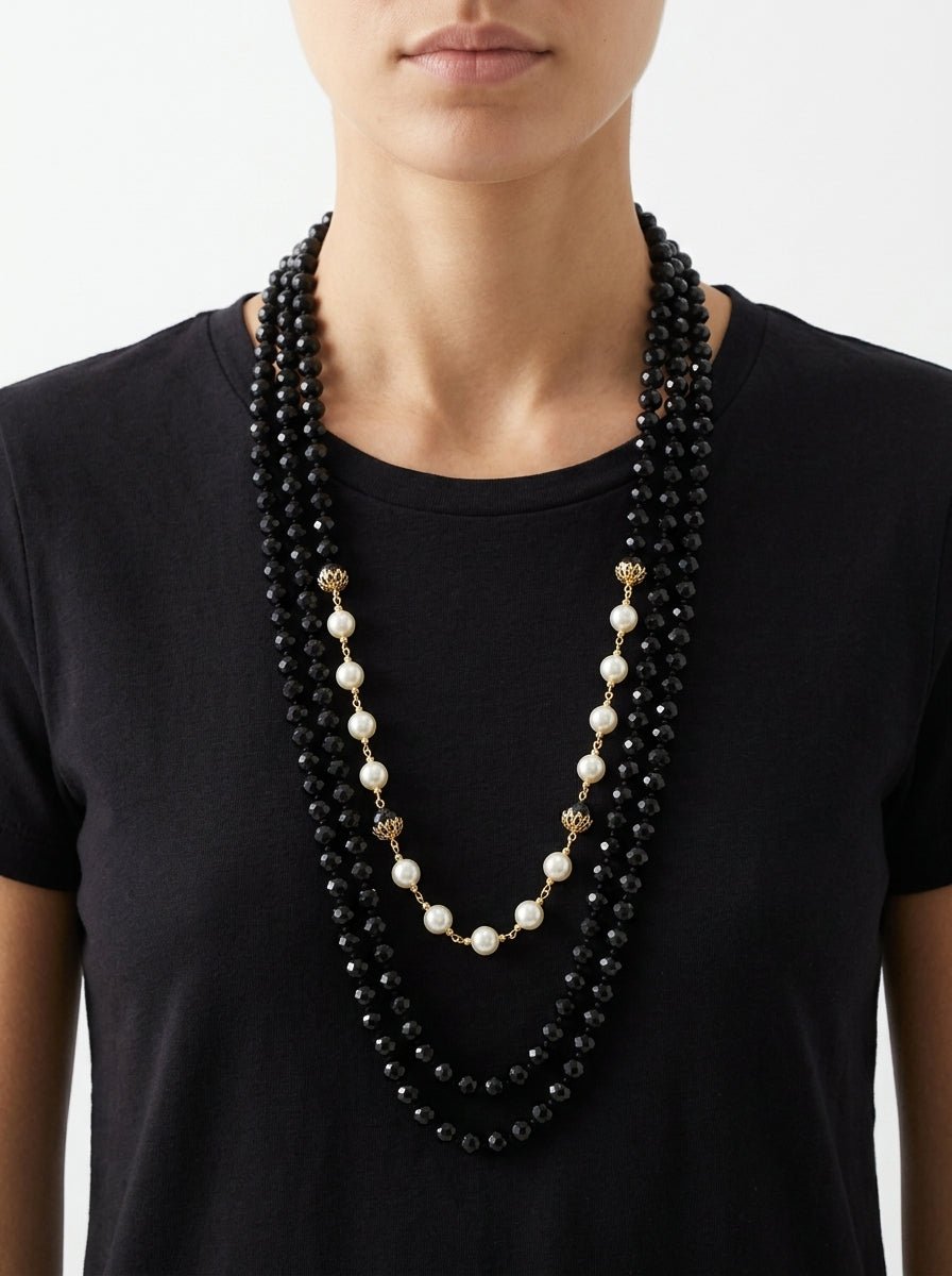 Fabrizio Collar Marntelli Bicolor and black pearls