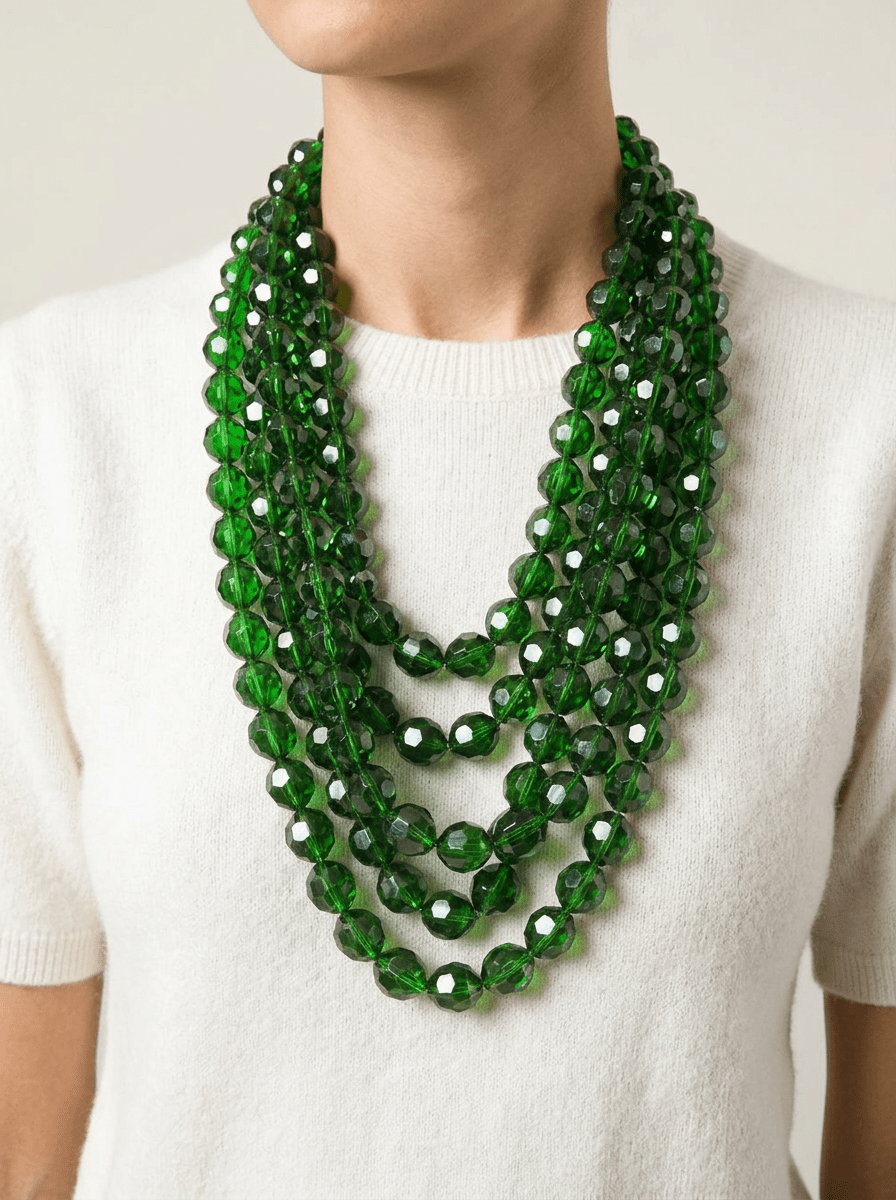 Collar Fabrizio Marcantelli  5 Tiras Bolas Verde