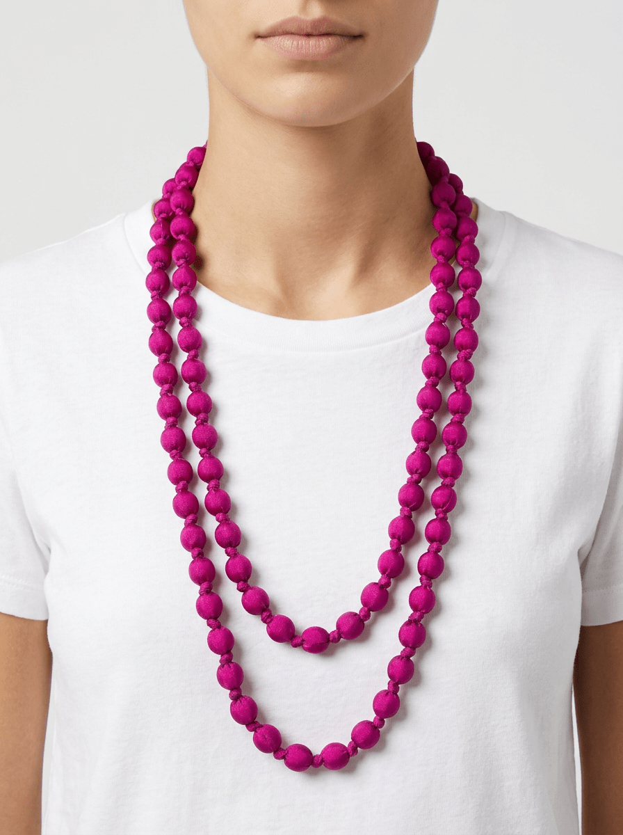 Collier Il Baco Da Seta Boules de soie violettes électriques