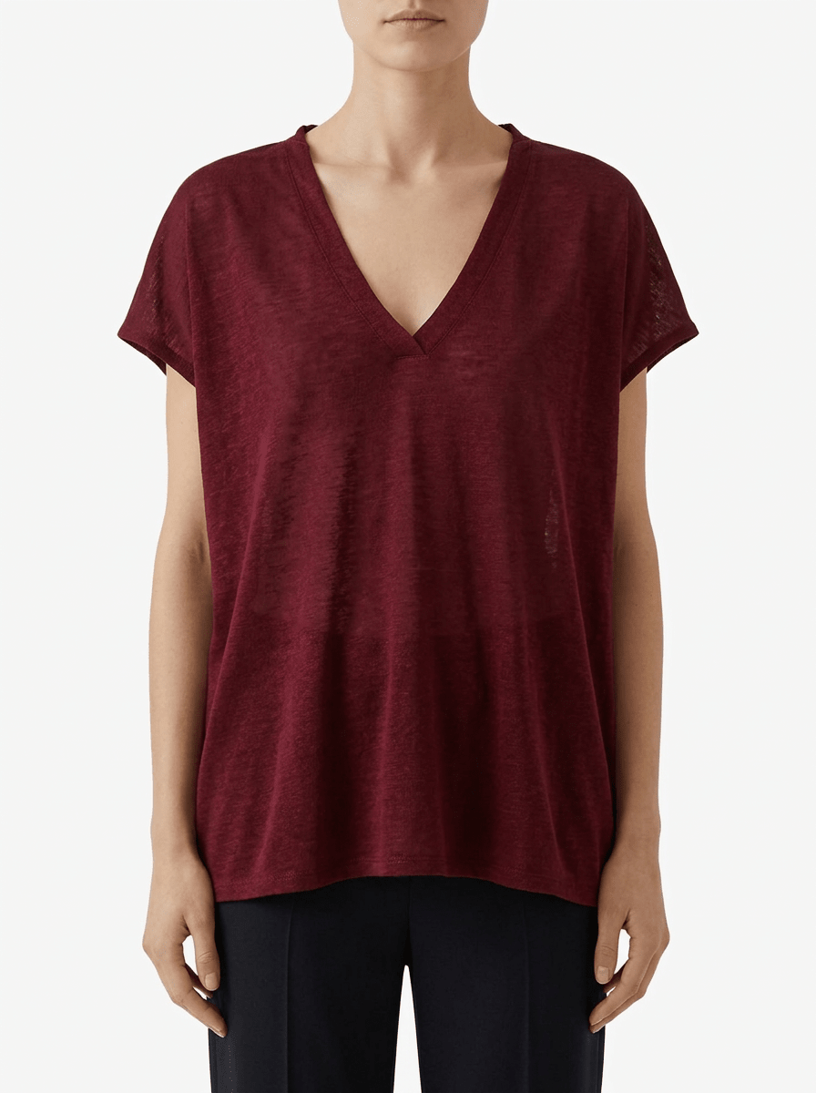 Camicia C-Zero T-shirt in lino marrone rossiccio