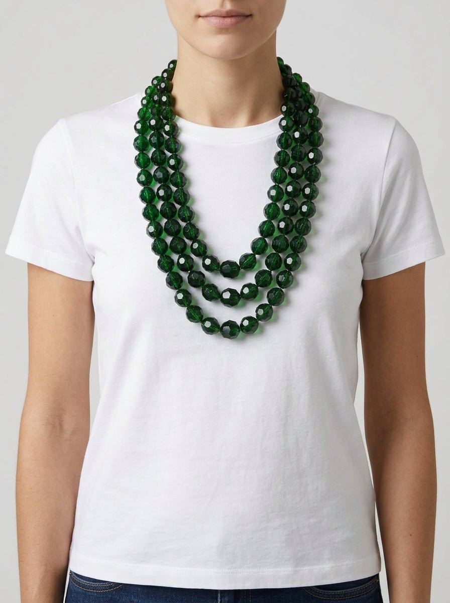 Collar Fabrizio Marcantelli 3 Tiras Piedras Verde