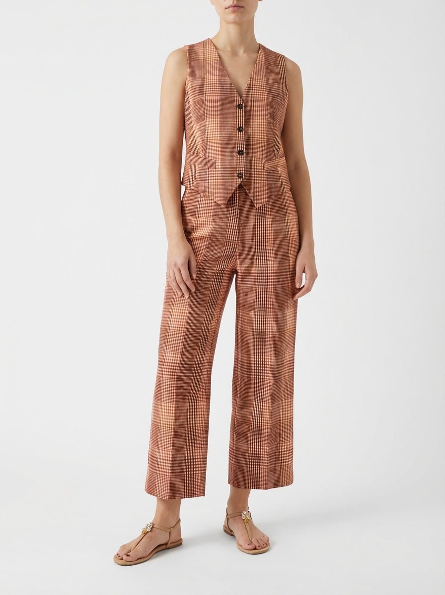 Chaleco Goodmatch Corto Estampado Cuadros