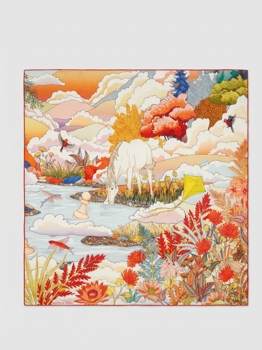 Foulard Cavallo Rosso Maison Fanli