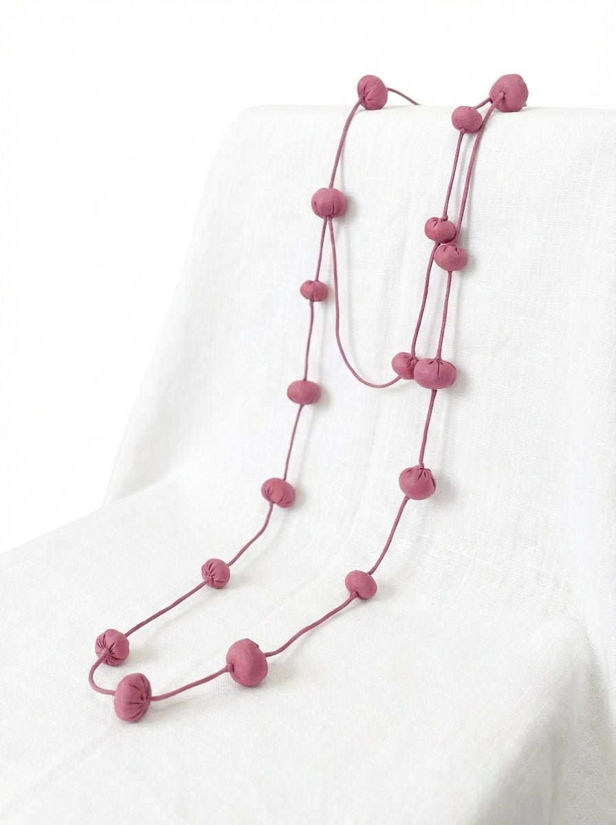 Collar Il Baco Da Seta Bolas De Seda Cocoon Malva