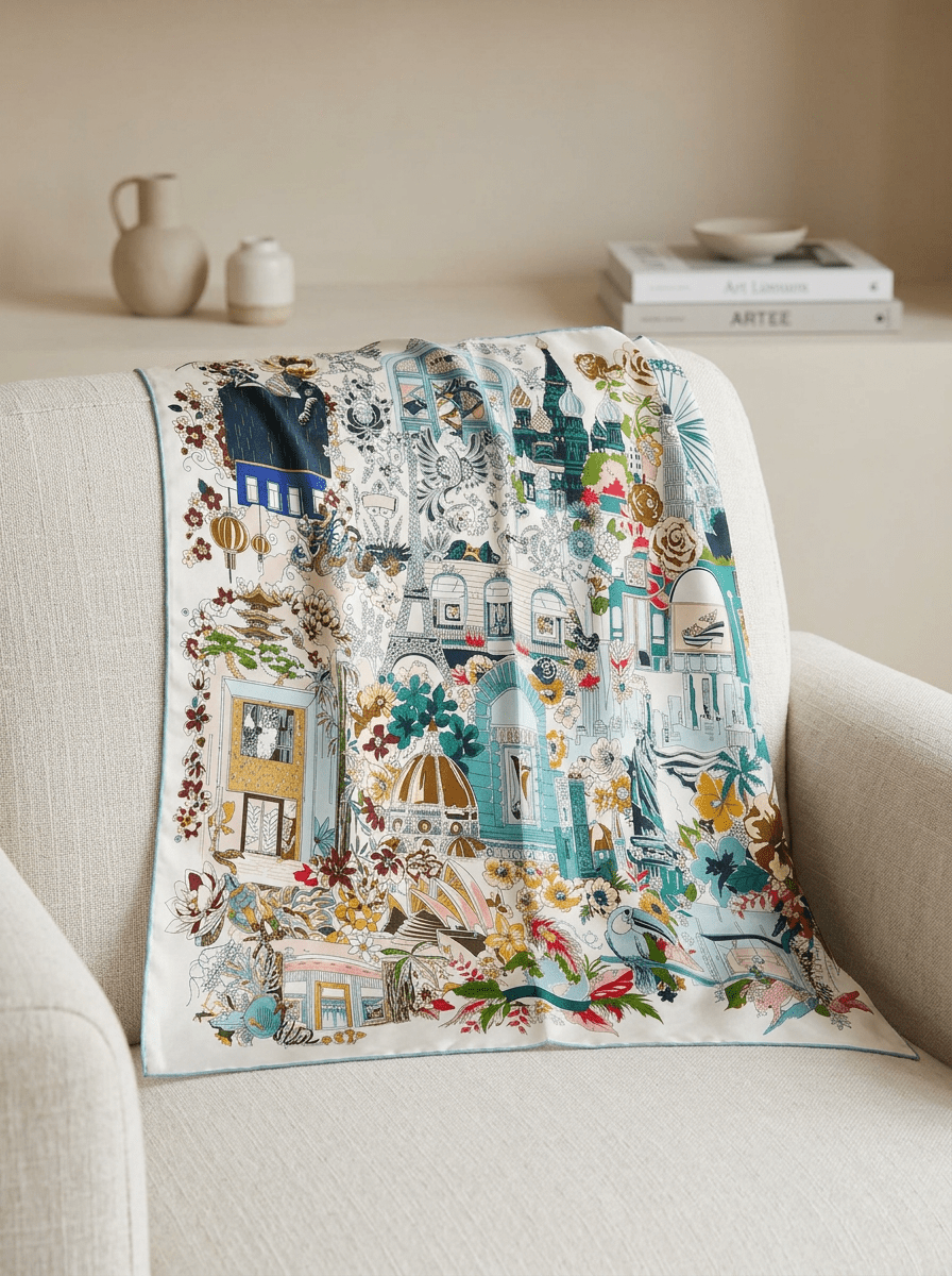 Foulard Maison Fanli Romantic Journey Blue