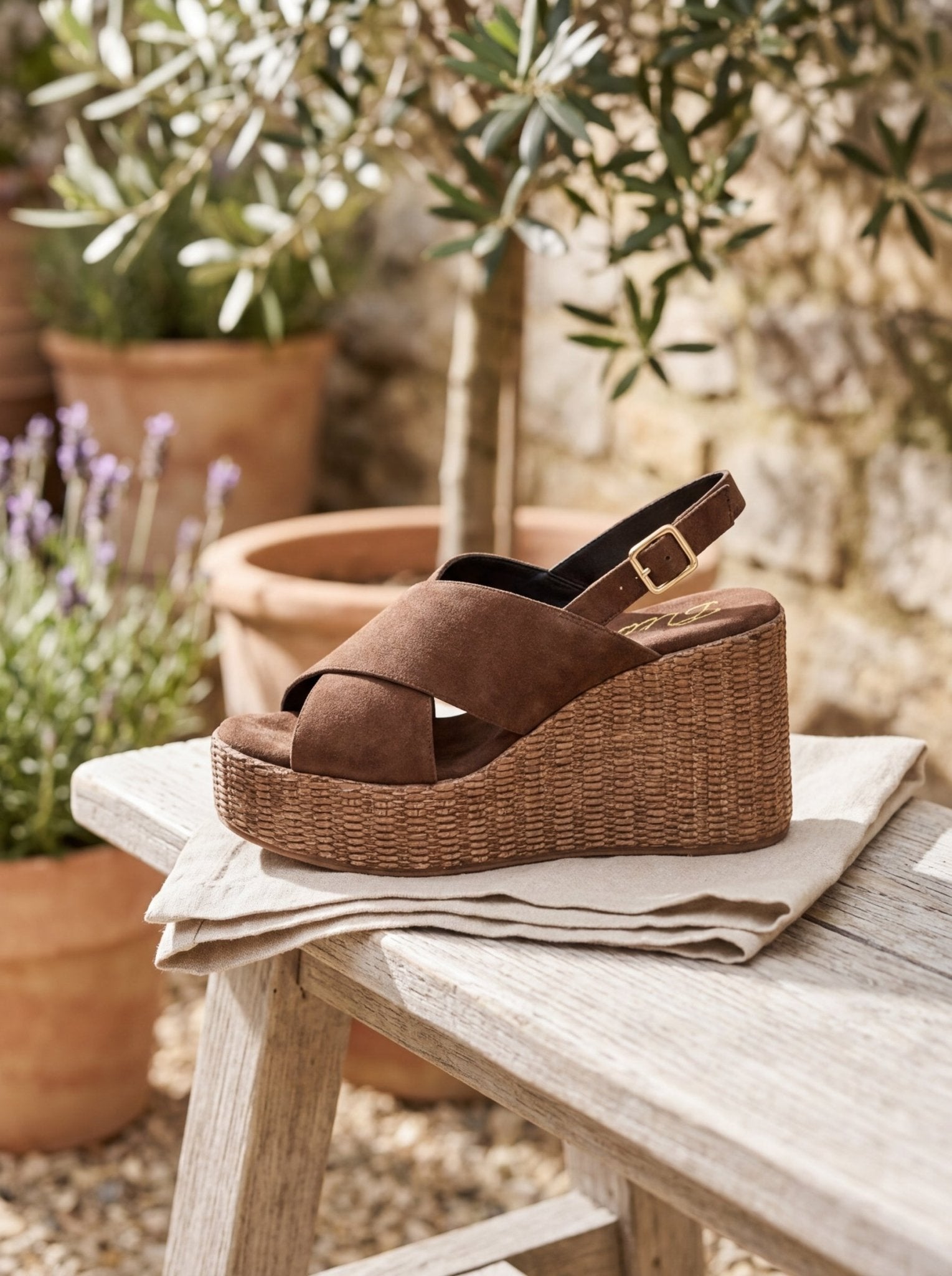 Sandalia Belle Vie Camoscio Marron