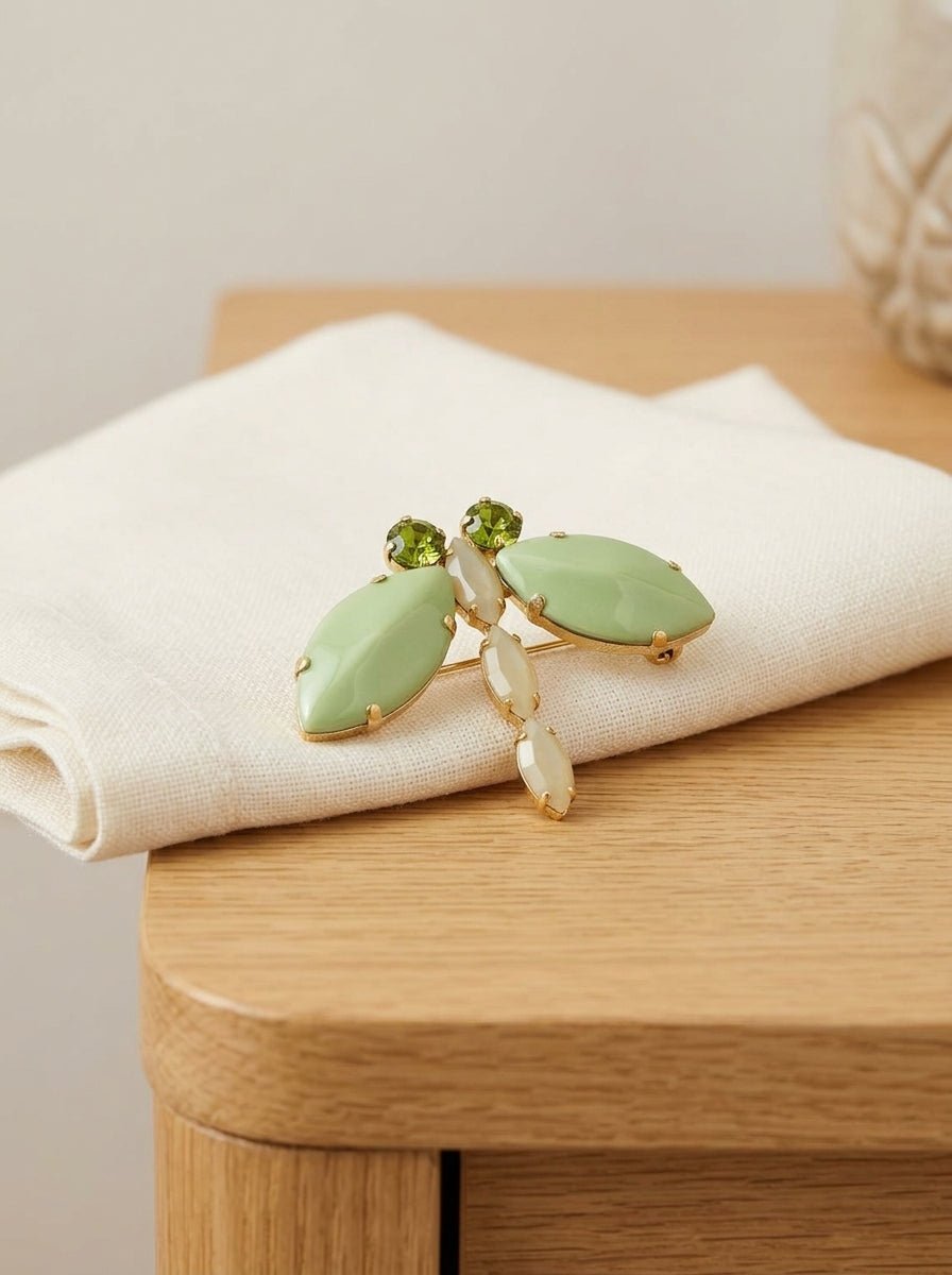 Unique Green Dragonfly Brooch
