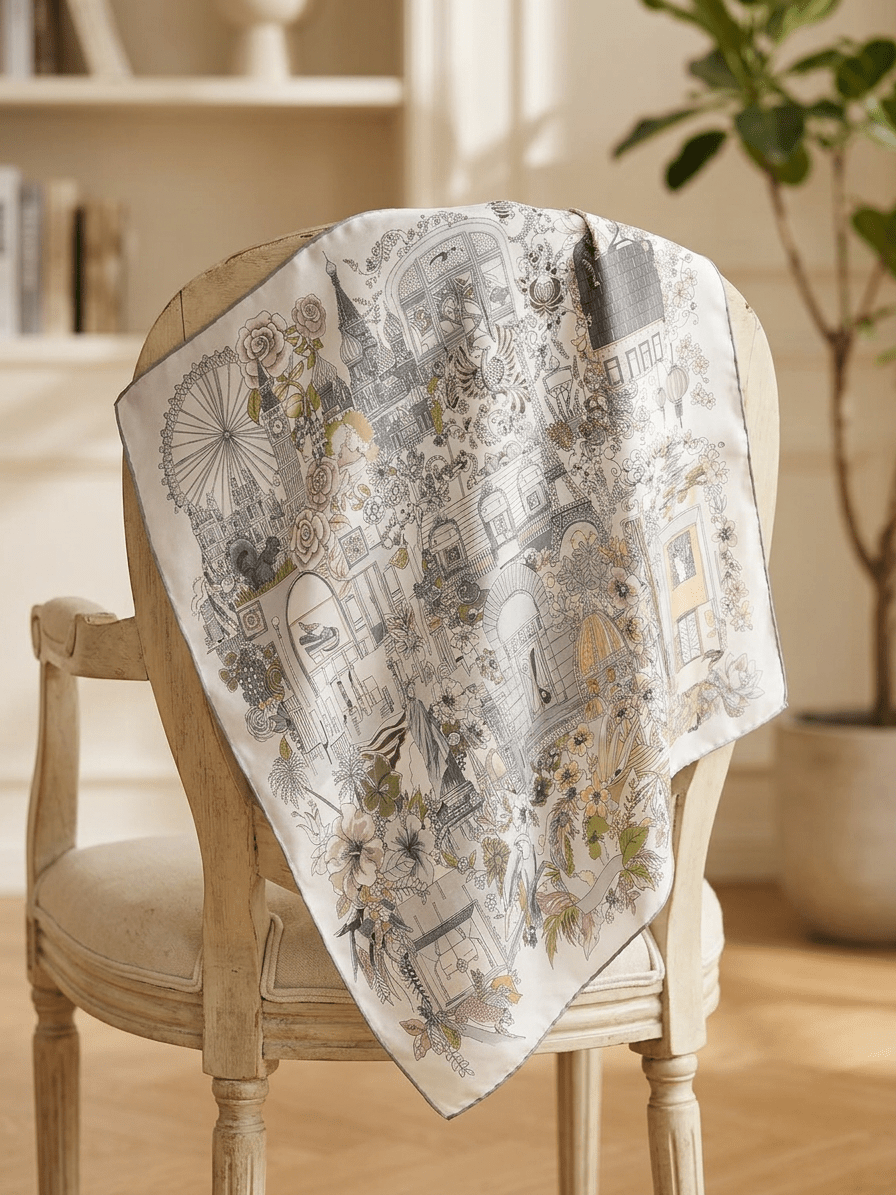 Foulard Maison Fanli Romantic Gray Journey