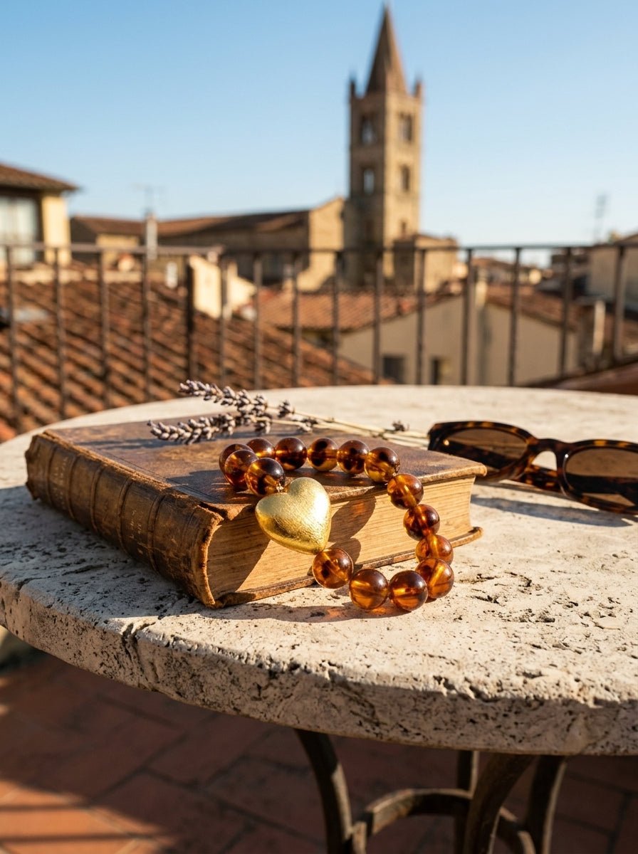 Pulsera Fabrizio Marcantelli Bolas Miel Corazon