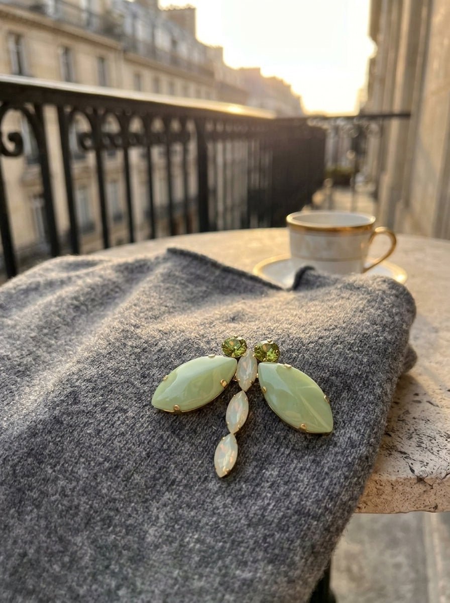 Unique Green Dragonfly Brooch