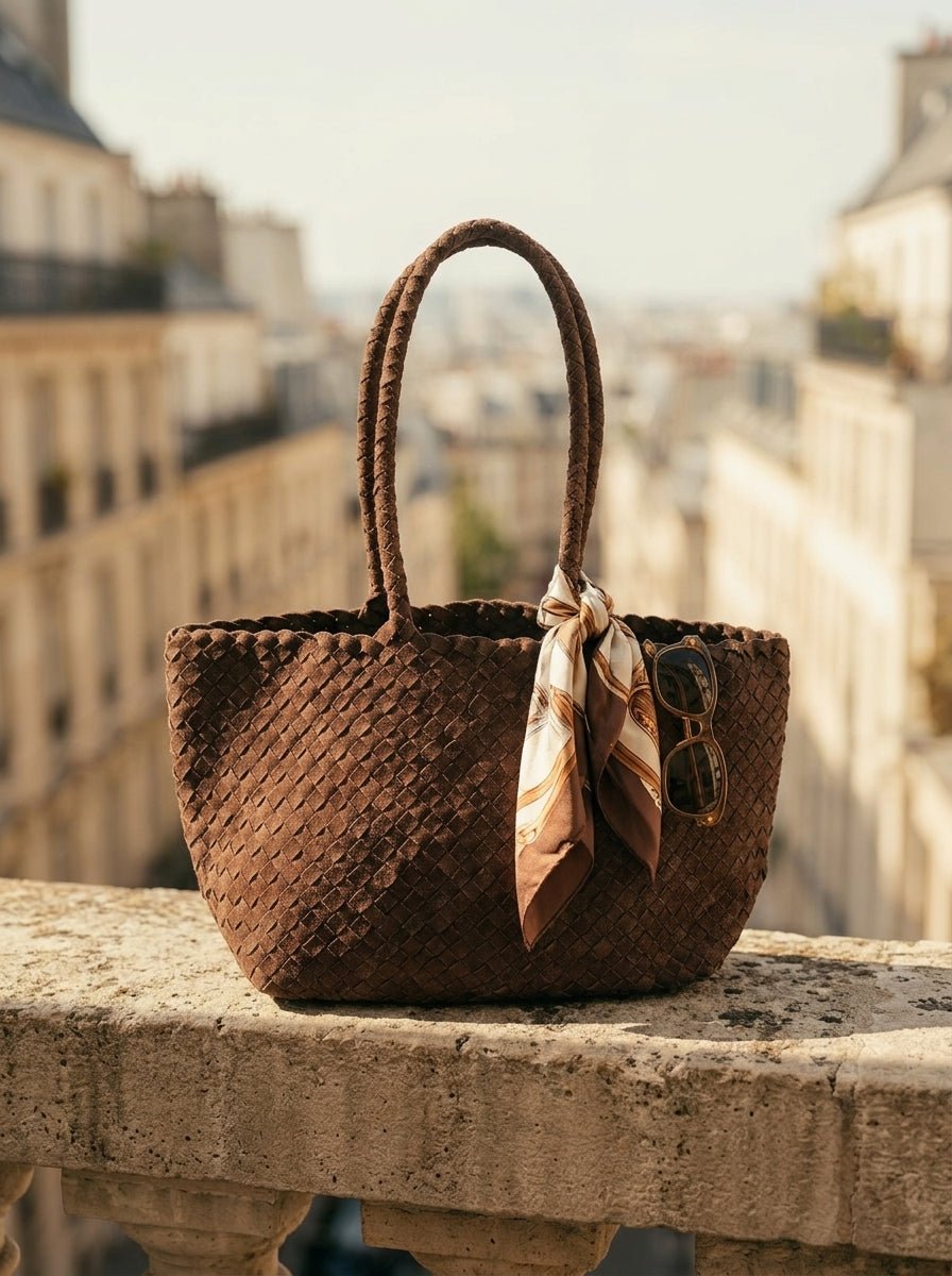 Bolso Veev Elo Mediano Suede Marron
